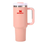Stanley Tumbler with Handle and Straw, Stainless Steel Insulated Travel Cup (Rose)
