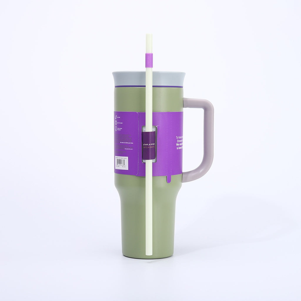 1200ml/40oz Stainless Steel Insulated Tumbler with Handle & Straw Vacuum Travel Mug with Leak-Resistant Dual Lid