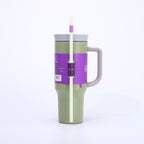1200ml/40oz Stainless Steel Insulated Tumbler with Handle & Straw Vacuum Travel Mug with Leak-Resistant Dual Lid