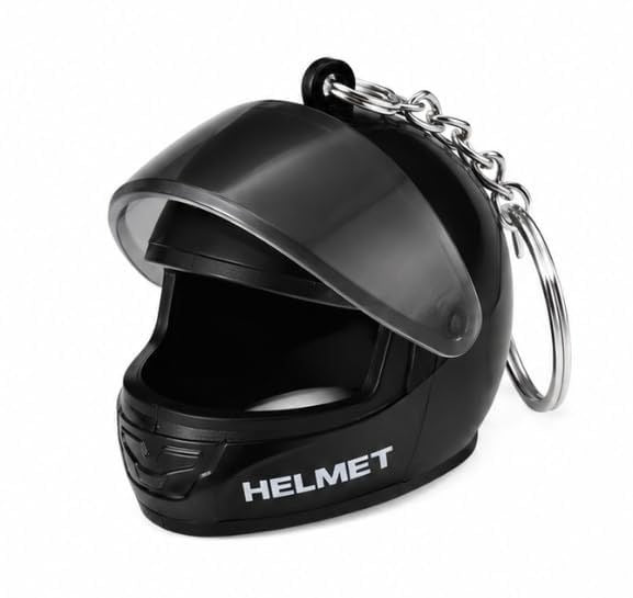 Mini Motorcycle Helmet Keychain with Opening Visor & Hanging Pendant