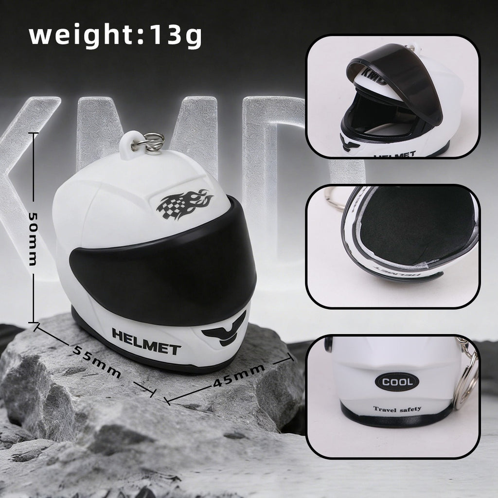 Mini Motorcycle Helmet Keychain with Opening Visor & Hanging Pendant