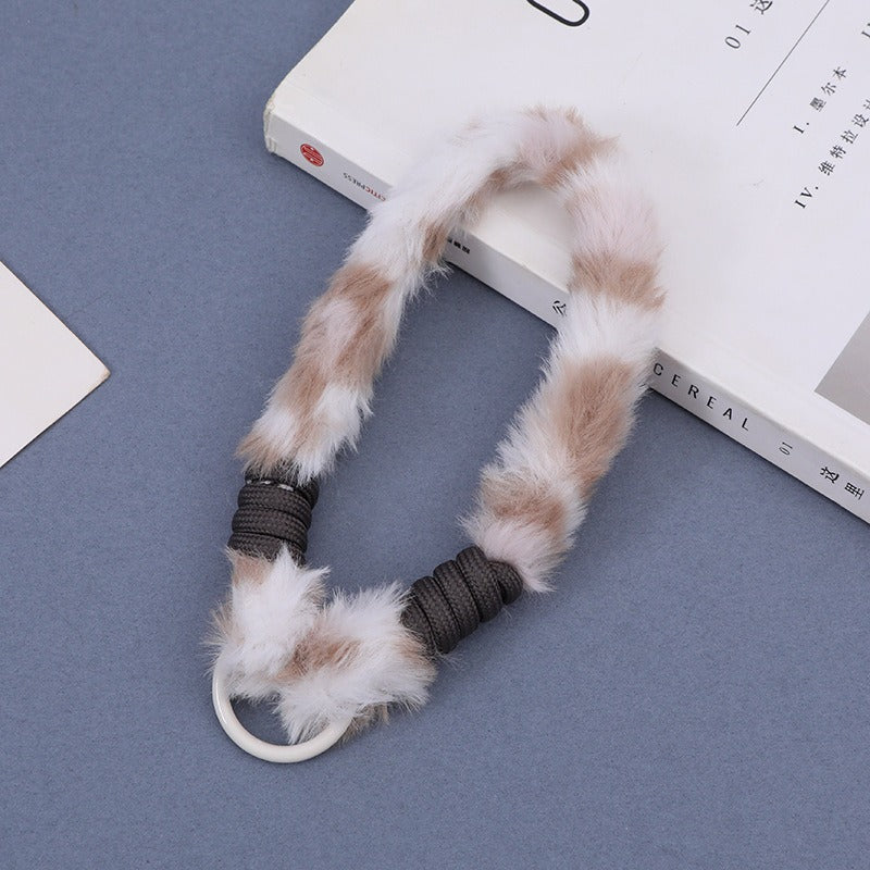 Plush Faux Fur Phone Wrist Strap with Universal Phone Patch & Wrist Lanyard