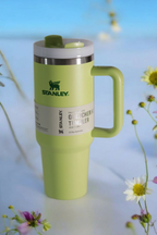 Stanley Tumbler with Handle and Straw, Stainless Steel Insulated Travel Cup (Green)