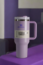 Stanley Tumbler with Handle and Straw, Stainless Steel Insulated Travel Cup (Purple)