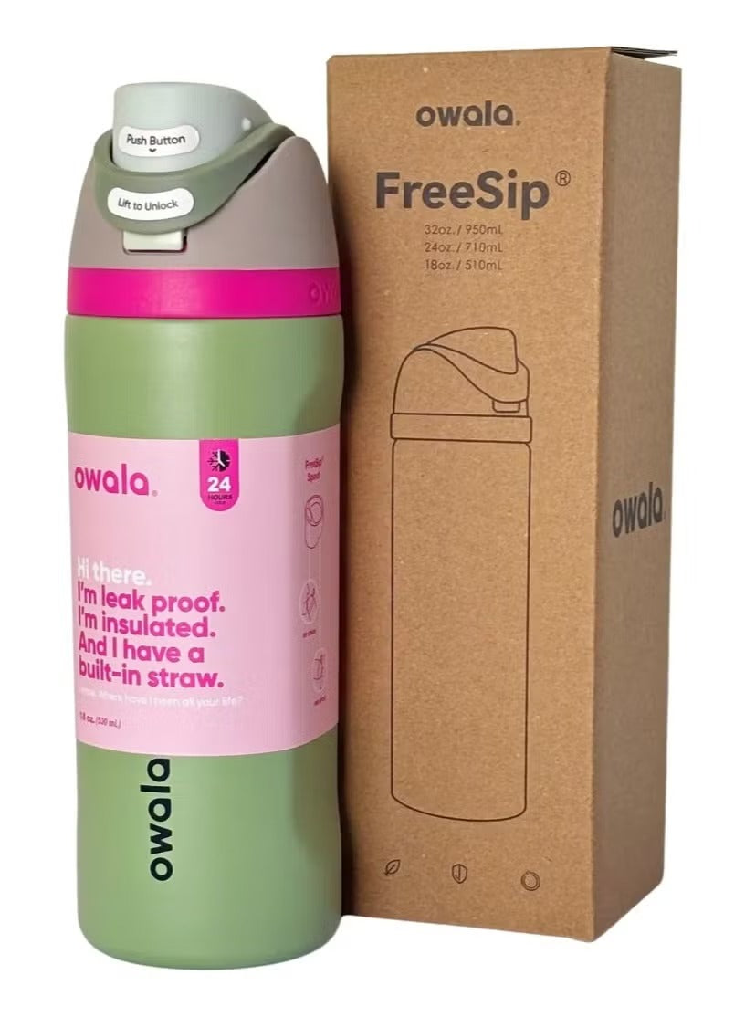 Owala FreeSip Vacuum Insulated Stainless Steel Water Bottle with Built-in Straw & Flip Lock Lid 24 oz (710 ml)