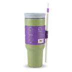 1200ml/40oz Stainless Steel Insulated Tumbler with Handle & Straw Vacuum Travel Mug with Leak-Resistant Dual Lid