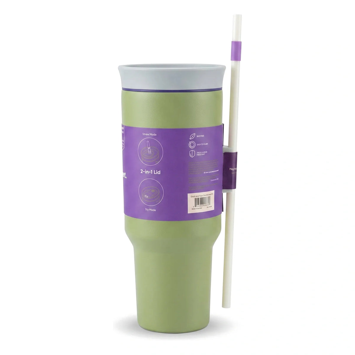 1200ml/40oz Stainless Steel Insulated Tumbler with Handle & Straw Vacuum Travel Mug with Leak-Resistant Dual Lid