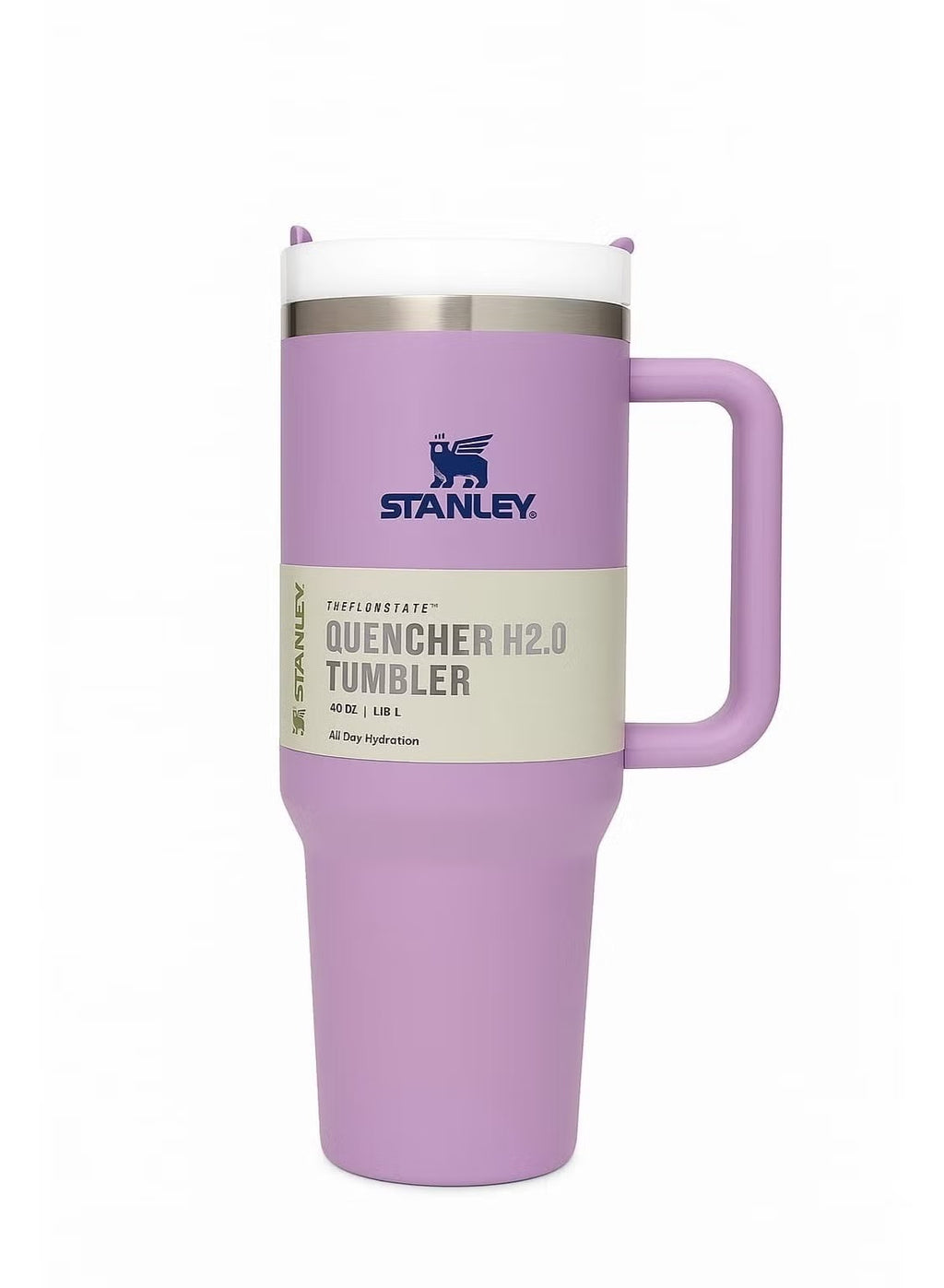 Stanley Tumbler with Handle and Straw, Stainless Steel Insulated Travel Cup (Purple)