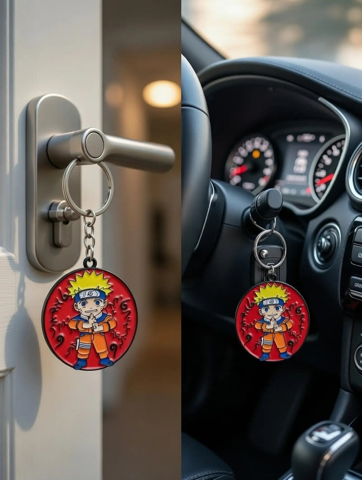 Naruto Uzumaki Keychain, Anime Metal Key Ring for Keys, Backpack, Bag & Gifting
