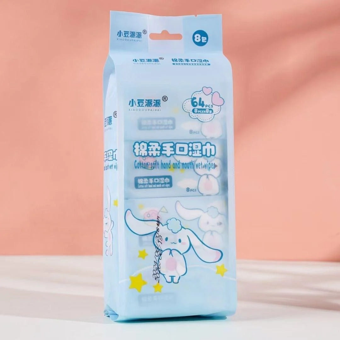 Pompompurin Cute Cartoon Pocket Wet Wipes Pack of 64, Portable Soft Cleaning Wipes for Hands & Face, Travel & Daily Use