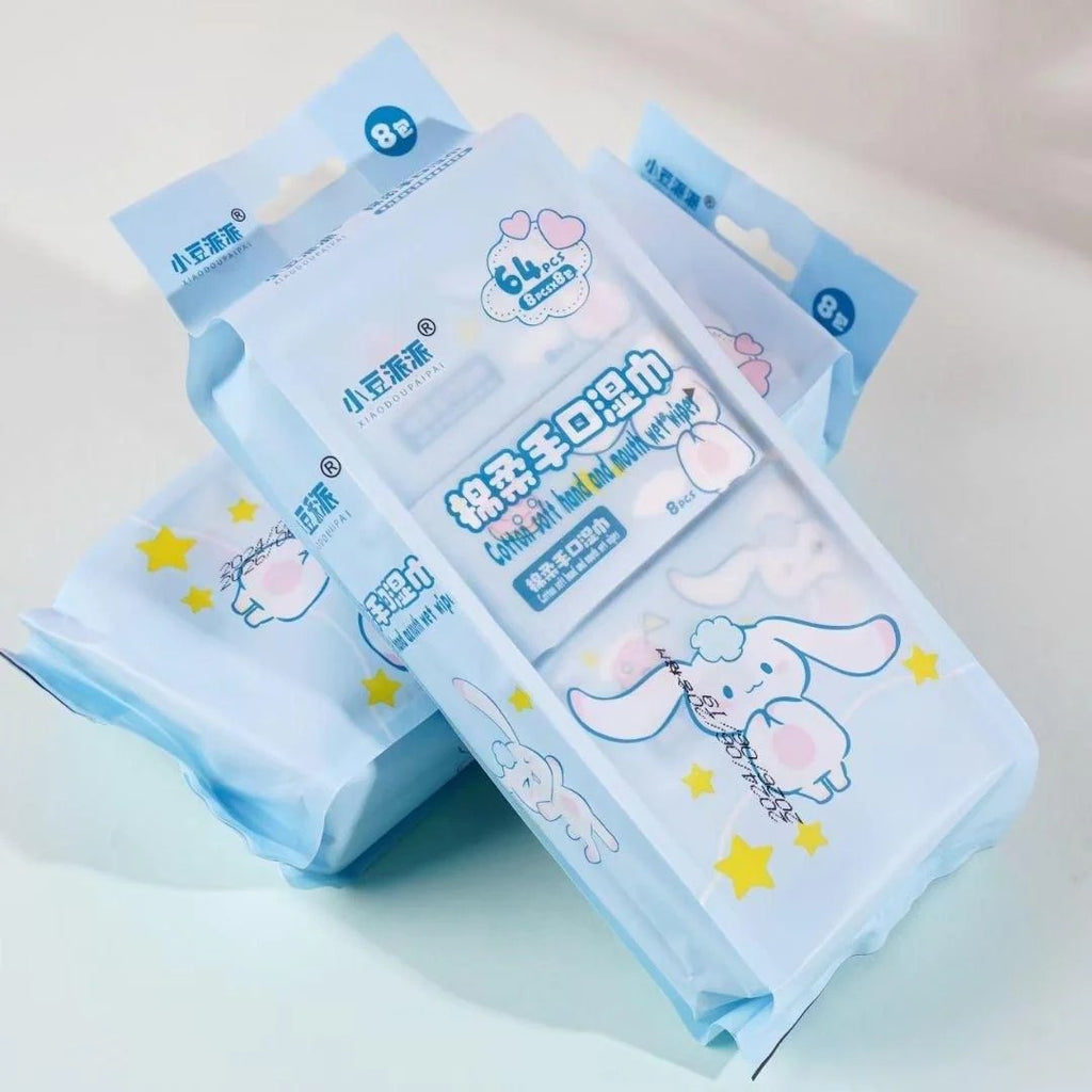 Pompompurin Cute Cartoon Pocket Wet Wipes Pack of 64, Portable Soft Cleaning Wipes for Hands & Face, Travel & Daily Use