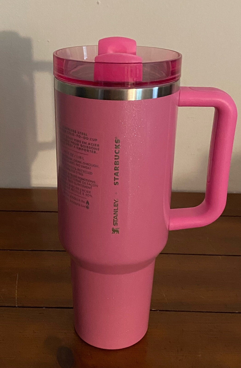 Stanley + Starbucks Tumbler with Handle and Straw, Stainless Steel Insulated Travel Cup(Pink)