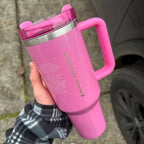 Stanley + Starbucks Tumbler with Handle and Straw, Stainless Steel Insulated Travel Cup(Pink)