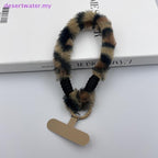Plush Faux Fur Phone Wrist Strap with Universal Phone Patch & Wrist Lanyard