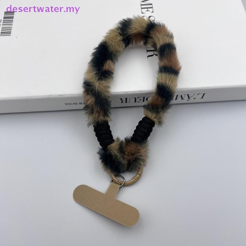 Plush Faux Fur Phone Wrist Strap with Universal Phone Patch & Wrist Lanyard