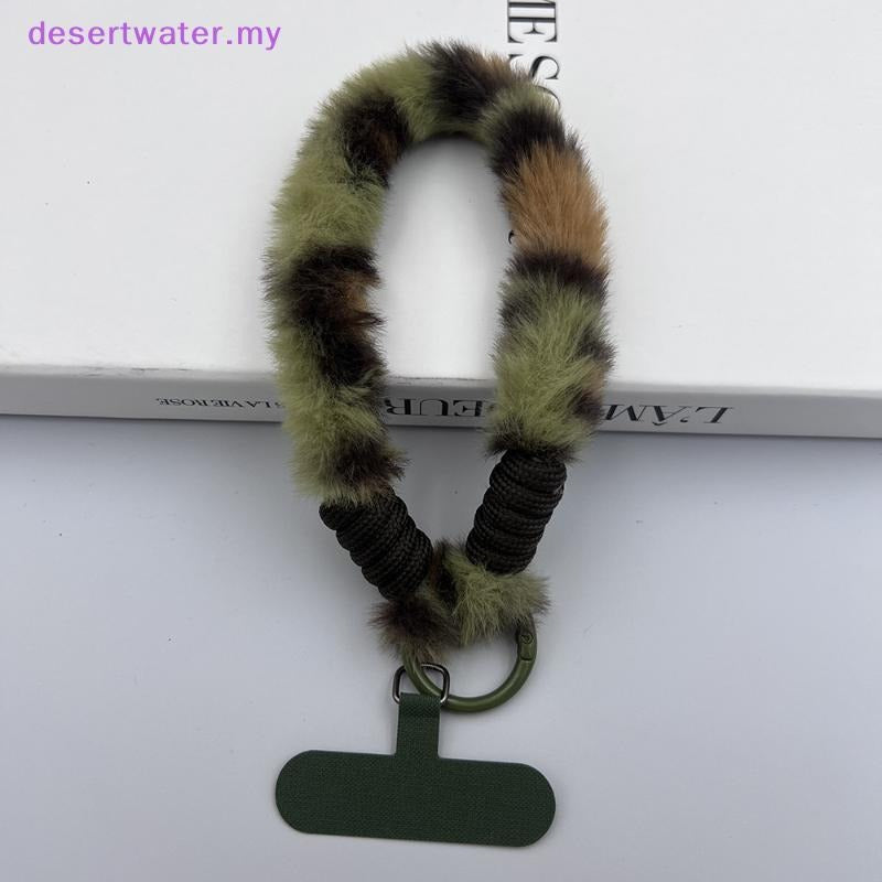 Plush Faux Fur Phone Wrist Strap with Universal Phone Patch & Wrist Lanyard