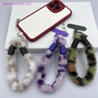 Plush Faux Fur Phone Wrist Strap with Universal Phone Patch & Wrist Lanyard
