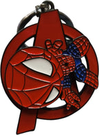 Superhero Style Spinner Keychain, Rotating Metal Key Ring with Red & Blue Design for Bags, Keys & Gifting