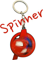 Superhero Style Spinner Keychain, Rotating Metal Key Ring with Red & Blue Design for Bags, Keys & Gifting