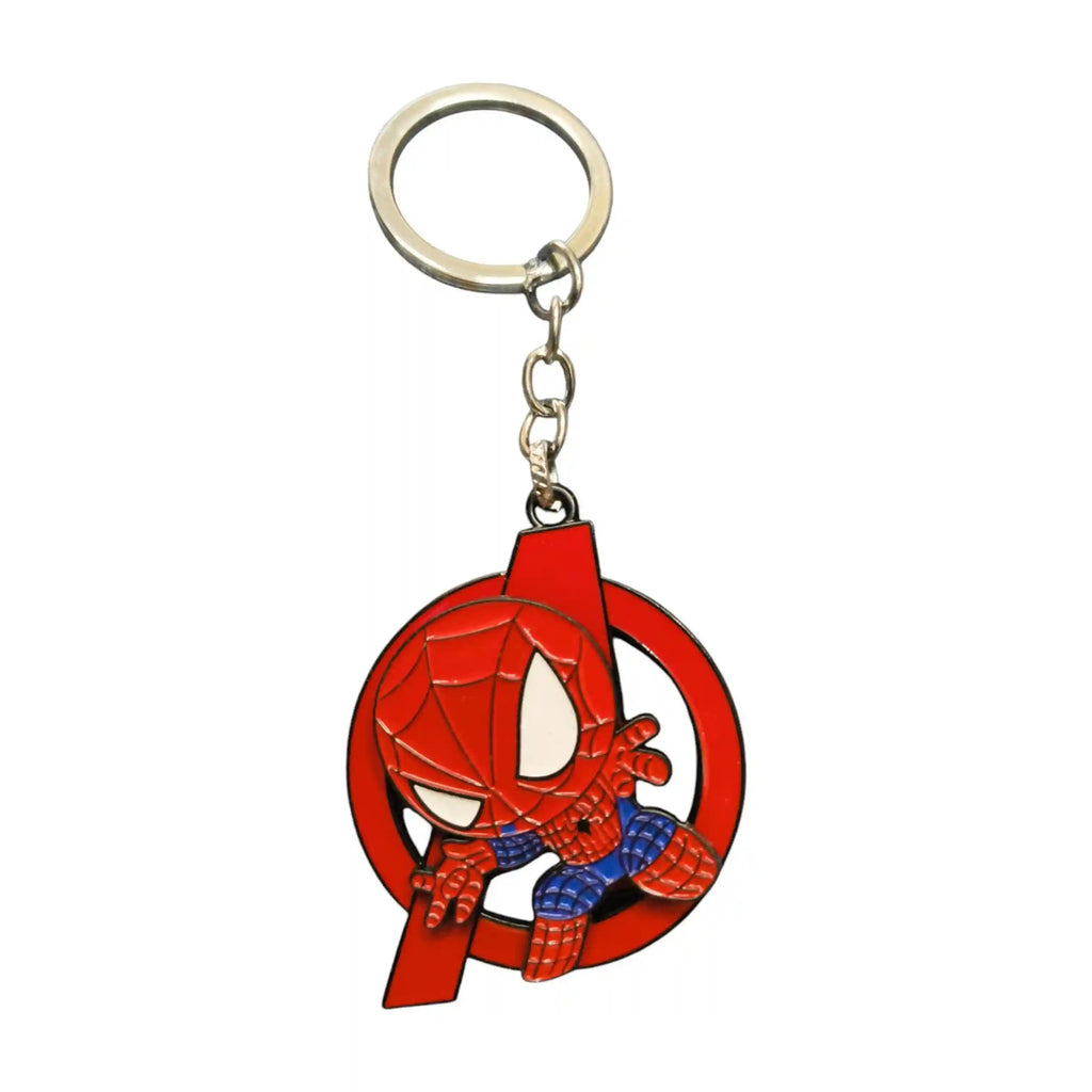 Superhero Style Spinner Keychain, Rotating Metal Key Ring with Red & Blue Design for Bags, Keys & Gifting