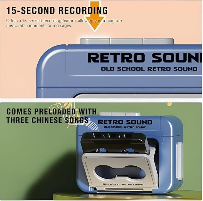 Retro Sound Voice Recorder Keychain – 15-Second Voice Recording Mini Cassette Recorder