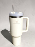 Stanley Tumbler with Handle and Straw, Stainless Steel Insulated Travel Cup(Beige)